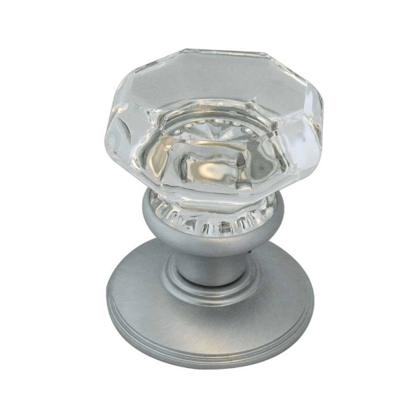 FLOWER GLASS MORTICE DOOR KNOB ON CONCEALED ROSE